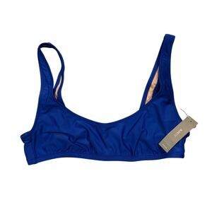 NWT J. Crew Heritage Scoop Neck Bikini Top, Swimsuit, Blue,‎ Sz M